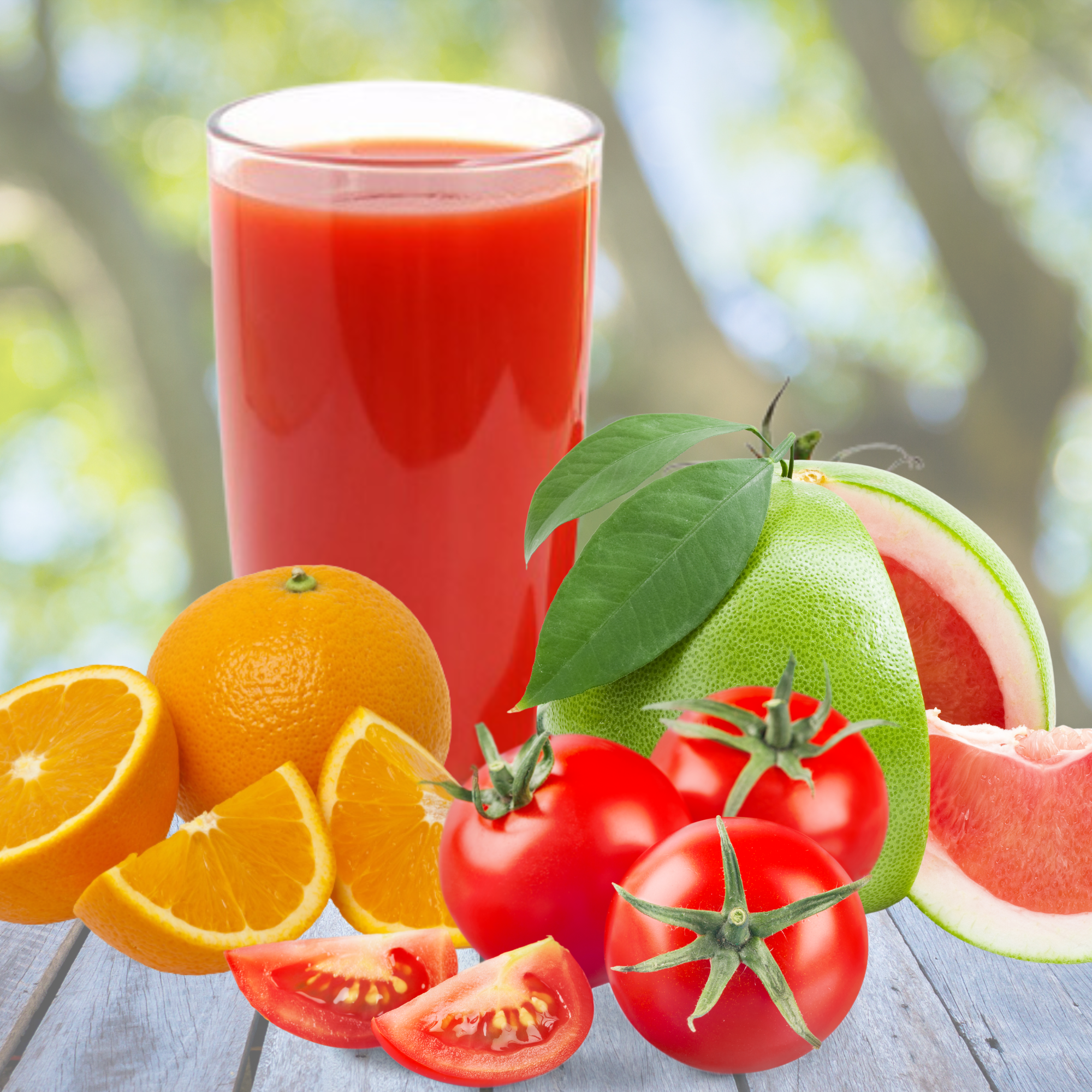 NƯỚC ÉP BƯỞI, CÀ CHUA VÀ CAM