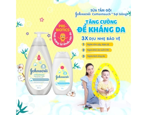 Sữa Tắm Gội Toàn Thân Cho Bé Cotton Touch 500ml Johnson's Baby ảnh 2
