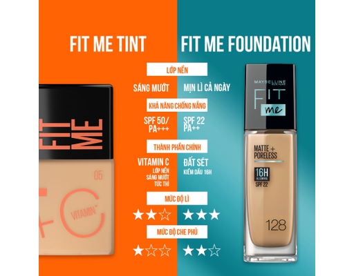 Kem Nền Sáng Da Chống Nắng, Mỏng Nhẹ & Kiềm Dầu SPF50 Fit Me Tint #05 30ml MAYBELLINE ảnh 4
