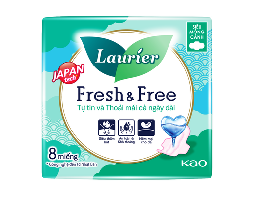 Băng Vệ Sinh Fresh & Free Siêu Mỏng Cánh 8 Miếng 8 Miếng Laurier ảnh 0