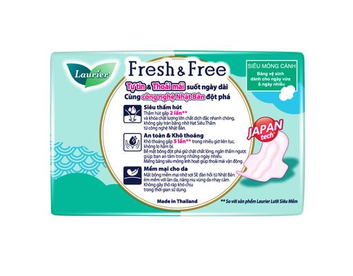 Băng Vệ Sinh Fresh & Free Siêu Mỏng Cánh 8 Miếng 8 Miếng Laurier ảnh 2