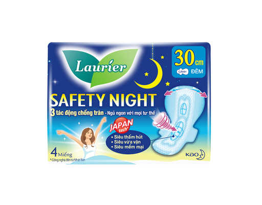 Băng Vệ Sinh Đêm An Toàn Safety Night 30cm 4 Miếng Laurier ảnh 0