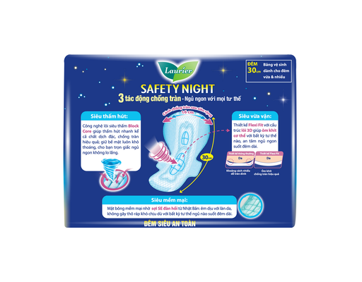 Băng Vệ Sinh Đêm An Toàn Safety Night 30cm 4 Miếng Laurier ảnh 1