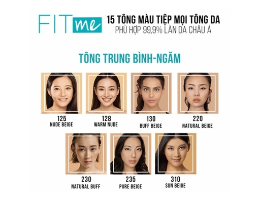 Kem Nền Kiềm Dầu Chống Nắng Fit Me Matte+Poreless SPF22 118 Light Beige 30ml MAYBELLINE ảnh 2