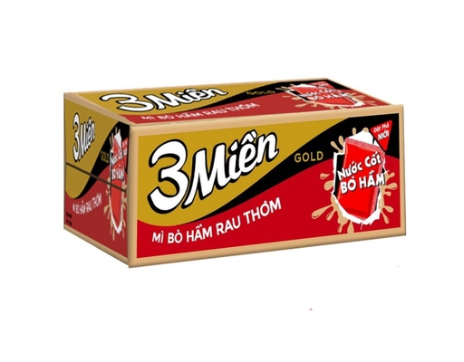 Thùng 30 Gói Mì Reeva 3 Miền Gold Vị Bò Hầm 75g - 01230666 3 Miền ảnh 0