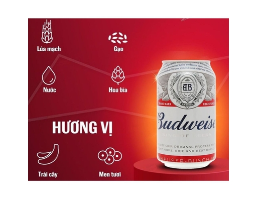 6 Lon Bia Budweiser 330ml Budweiser ảnh 2