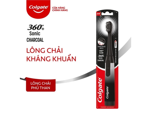 Bàn Chải Điện Colgate Dùng Pin 360 Sonic Charcoal 1 Cây