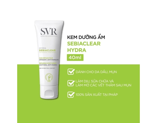 Kem Dưỡng Ẩm Cho Da Dầu Mụn Sebiaclear Hydra 40ml SVR ảnh 2