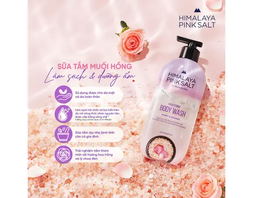 Sữa Tắm Muối Hồng Himalaya Làm Sạch Và Dưỡng Ẩm 500g HIMALAYA PINK SALT ảnh 2