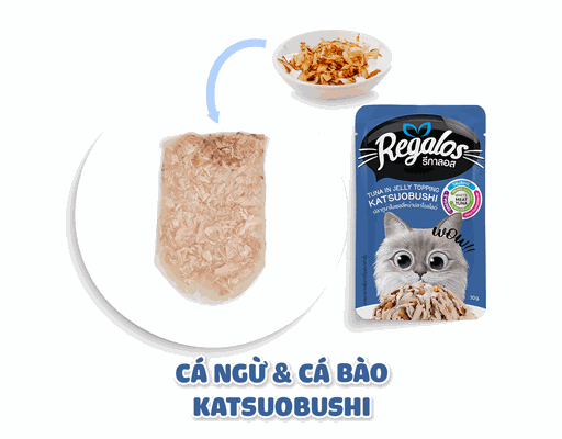 Thức Ăn Cho Mèo Vị Cá Ngừ Và Cá Bào 70g Regalos ảnh 2