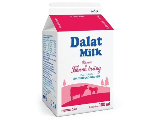 Sữa Thanh Trùng Vị Dâu 180ml Dalatmilk ảnh 0
