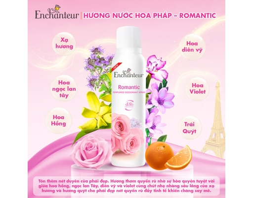 Xịt Khử Mùi Hương Nước Hoa Romantic 150ml Enchanteur ảnh 2