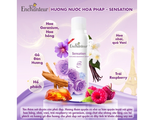 Xịt Khử Mùi Hương Nước Hoa Sensation 150ml Enchanteur ảnh 2