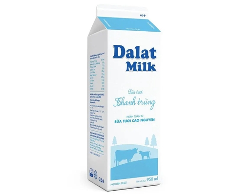 Sữa Thanh Trùng Không Đường 950ml Dalatmilk ảnh 1