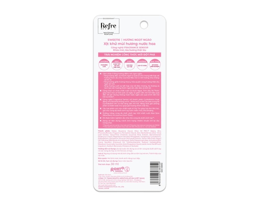 Xịt Khử Mùi Whitening Perfume Hương Ngọt Ngào Sweetie 30ml Refre ảnh 2