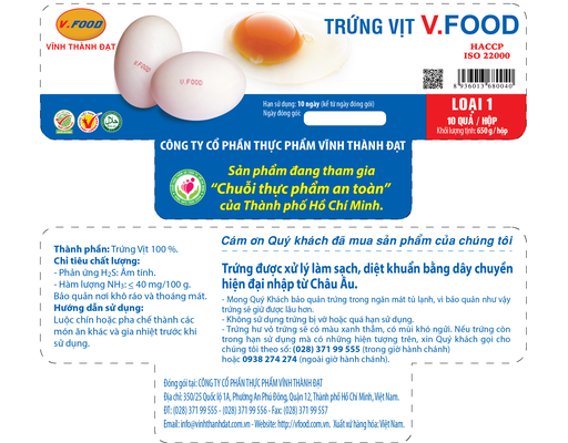 Trứng Vịt Loại 1 Hộp 10 Quả VFood ảnh 1