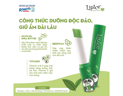 Son Dưỡng Có Màu Tự Nhiên Sheer Color Q Matcha Hương Trà Xanh Màu Hồng Tự Nhiên 2.4g LipIce ảnh 4