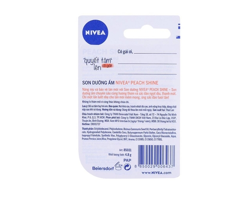 Son Dưỡng Ẩm Hương Đào 85031 4.8g NIVEA ảnh 1