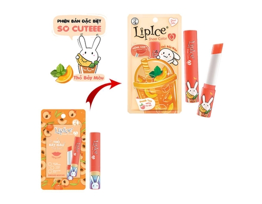 Son Dưỡng Có Màu Tự Nhiên Sheer Color Q Thỏ Bảy Màu Hương Trà Đào Màu Hồng Cam 2.4g LipIce ảnh 5