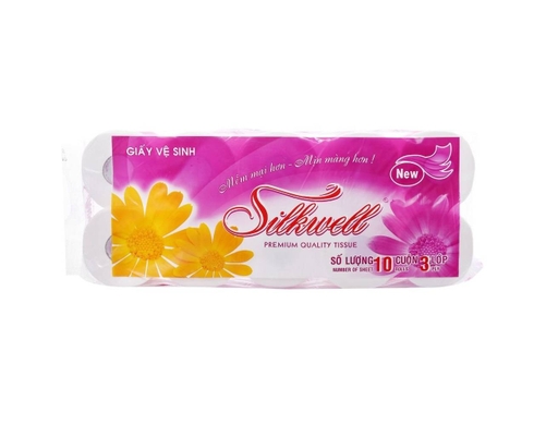 Giấy Vệ Sinh Cao Cấp 3 Lớp - Tím 10 Cuộn Silkwell ảnh 0