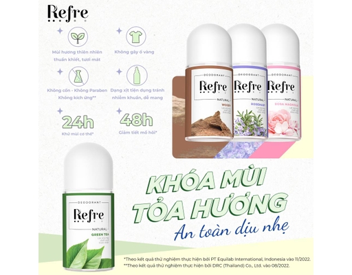 Lăn Khử Mùi Ngăn Tiết Mồ Hôi Hương Hồng Mộc Lan Rosa Magnolia 40ml Refre ảnh 4
