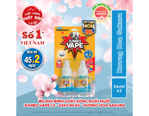 Chất Xông Đuổi Muỗi Vape Hoa Anh Đào - 2 Cái x 68ml Jumbo ảnh 3