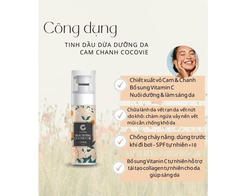 Tinh Dầu Dừa Dưỡng Da Hương Cam Chanh 50ml Cocovie ảnh 2