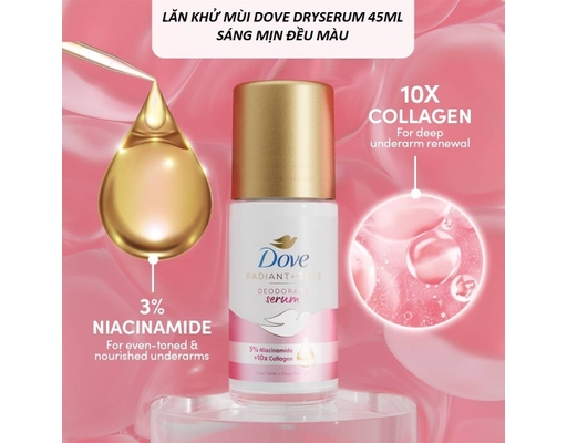 Lăn Ngăn Mùi Niacinamide + Collagen Sáng Da 45ml Dove ảnh 1