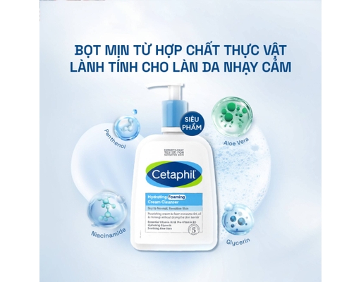 Sữa Rửa Mặt Tạo Bọt Da Khô Nhạy Cảm Hydrating 473ml Cetaphil ảnh 2