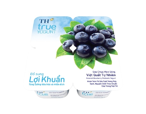 Sữa Chua Ăn Men Sống Vị Việt Quất 4 x 100g TH True Yogurt ảnh 0