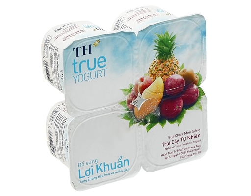 Sữa Chua Ăn Men Sống Trái Cây 4 x 100g TH True Yogurt ảnh 1