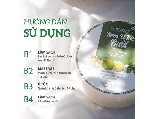 Kem Ủ Tóc Bưởi 250g Milaganics ảnh 3