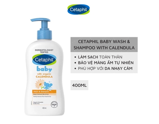 Sữa Tắm Gội Cho Bé Với Hoa Cúc Hữu Cơ Organic With Calendula 400ml Cetaphil ảnh 2