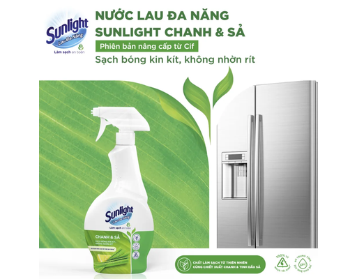 Nước Lau Đa Năng Chanh & Sả Sạch Bóng Kin Kít 500ml Sunlight ảnh 2