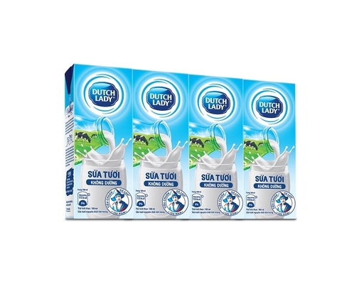 Lốc 4 Hộp Sữa Tươi Tiệt Trùng Dutch Lady Không Đường 180ml Dutch Lady ảnh 0