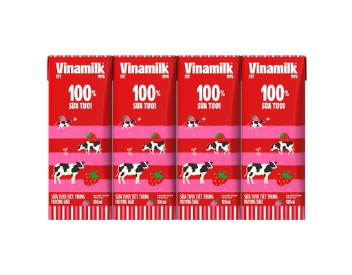 Lốc 4 Hộp Sữa Tiệt Trùng Hương Dâu Vinamilk 180ml Vinamilk ảnh 0