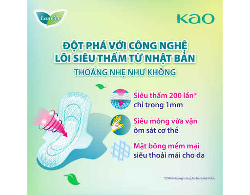 Băng Vệ Sinh Đêm Siêu Mỏng 1mm 30cm 8 Miếng Laurier ảnh 3