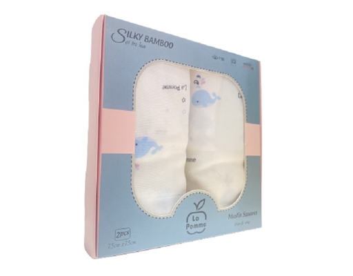 Set 2 Khăn Đa Năng Sợi Tre La Pomme Hình Cá Heo 75x75cm