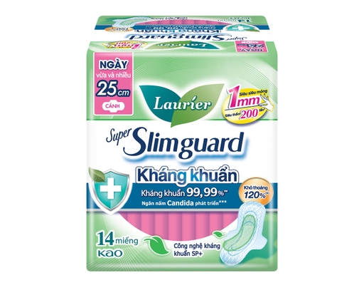 Băng Vệ Sinh Laurier Kháng Khuẩn Siêu Mỏng Cánh 1mm 25cm 14 Miếng