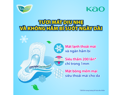 Băng Vệ Sinh Cool Siêu Mỏng & Kiểm Soát Mùi 25cm 14 Miếng Laurier ảnh 2