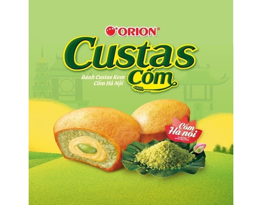 Hộp 12 Bánh Custas Kem Cốm Hà Nội 276g Orion ảnh 1