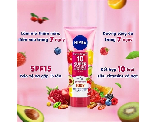 Tinh Chất Dưỡng Thể Sáng Da Extra Bright 10 Super Vitamins & Skin Foods Serum 180ml Nivea ảnh 4