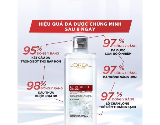 Nước Tẩy Trang Cho Da Dầu Revitalift Crystal Purifying Micellar Water 400ml L'Oreal ảnh 3