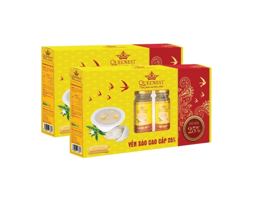 Combo 2 Yến Sào Cao Cấp 25% - 2 Hộp - Hộp 6 Hũ 150ml Queennest ảnh 0