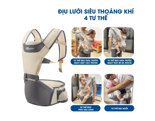 Địu Ngồi Trẻ Em Màu Ghi Royal Care ảnh 2