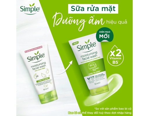 Sữa Rửa Mặt Sạch Sâu Cho Da Thường Moisturising Facial Wash 150ml Simple ảnh 2