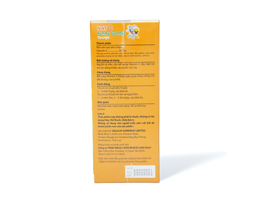 Thực Phẩm Bảo Vệ Sức Khỏe Yummy Gummyz Nat C Hương Cam - Hộp 25 Gói x 2 Viên MEGA We care ảnh 2
