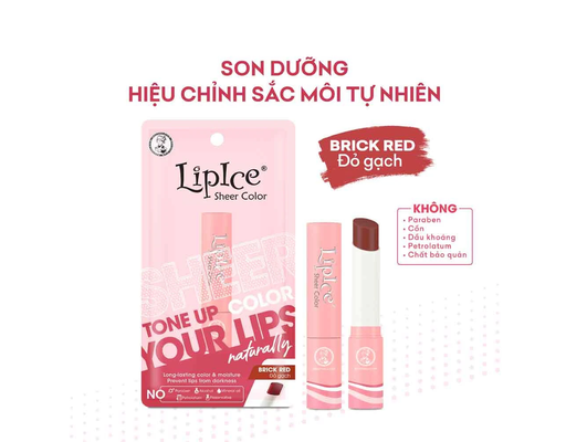 Son Dưỡng Sheer Color Brick Red Màu Đỏ Gạch 2.4g LipIce ảnh 3
