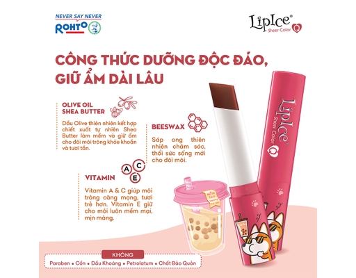 Son Dưỡng Có Màu Tự Nhiên Sheer Color Q Milk Tea Hương Trà Sữa Màu Hồng Cam Đất 2.4g LipIce ảnh 4