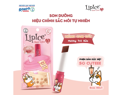 Son Dưỡng Có Màu Tự Nhiên Sheer Color Q Milk Tea Hương Trà Sữa Màu Hồng Cam Đất 2.4g LipIce ảnh 5